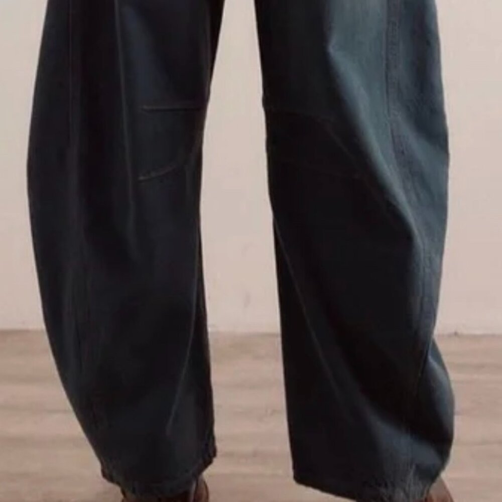 NWT Rare Size Free People We The Free Good Luck Barrel Jeans Luke Green 31S Boho - Picture 3 of 16